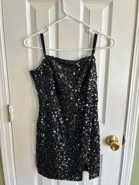 wild fable Black Sequin Mini Slip Dress
